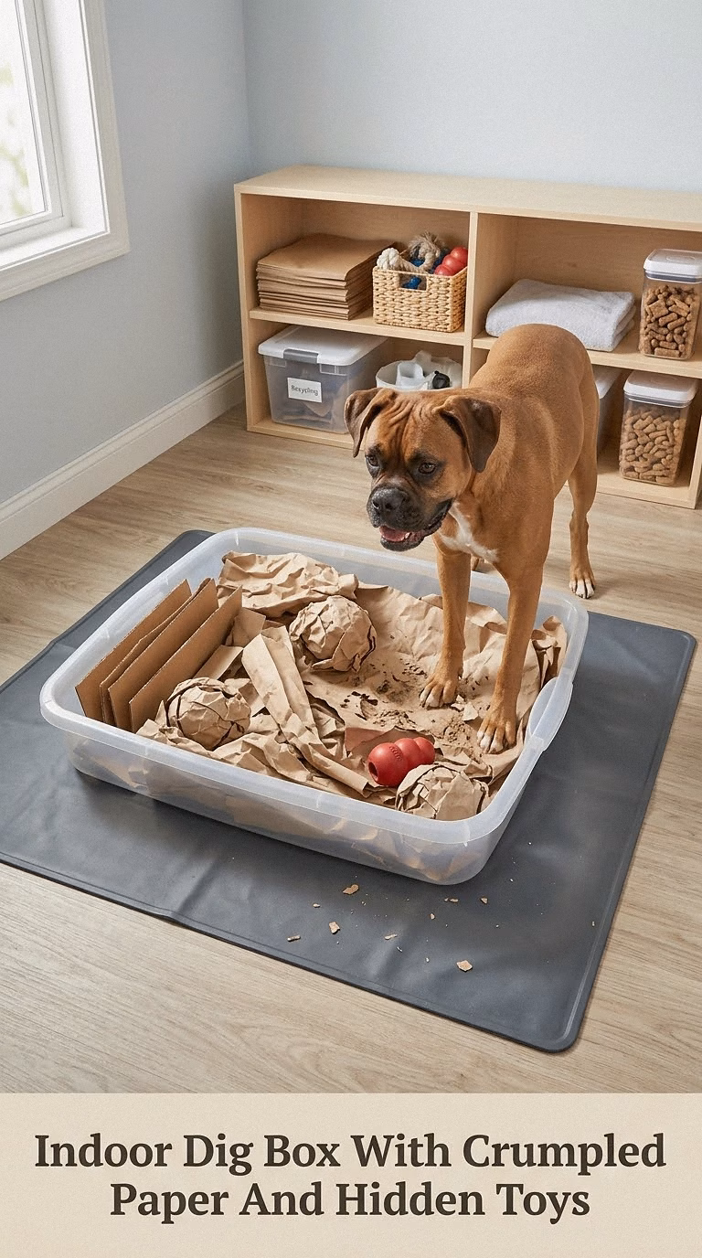 Indoor Dig Box With Crumpled Paper And Hidden Toys