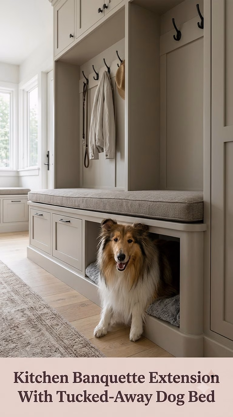 Kitchen Banquette Extension With Tucked-Away Dog Bed