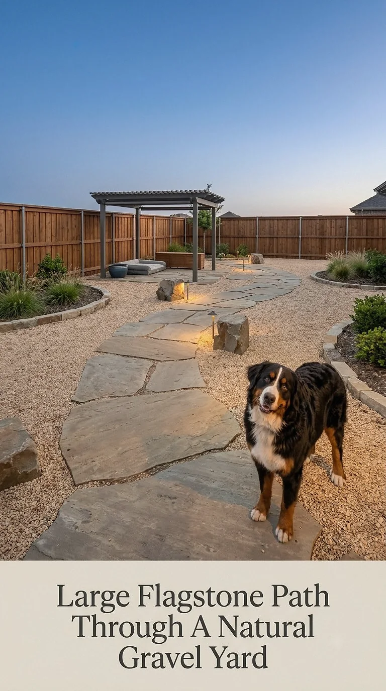 Large Flagstone Path Through A Natural Gravel Yard