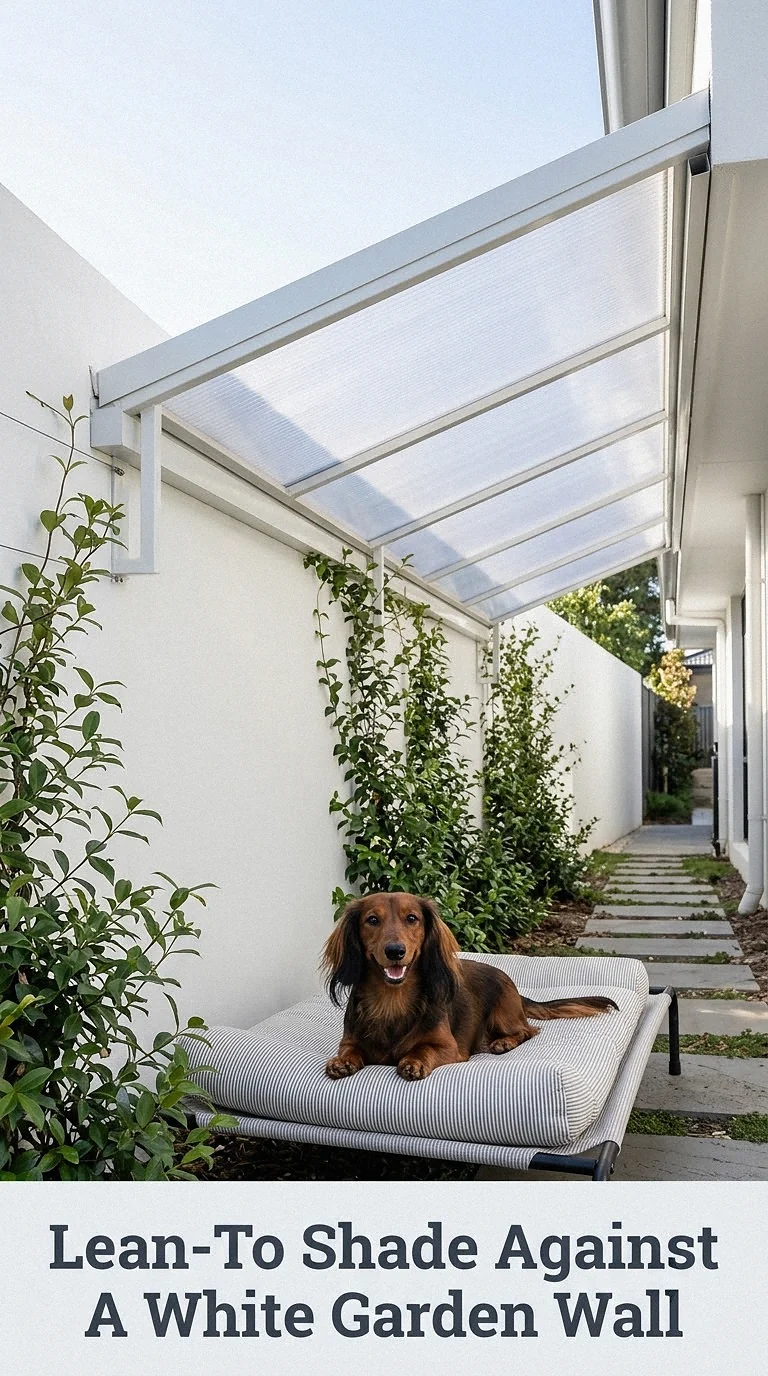 Lean-To Shade Against A White Garden Wall