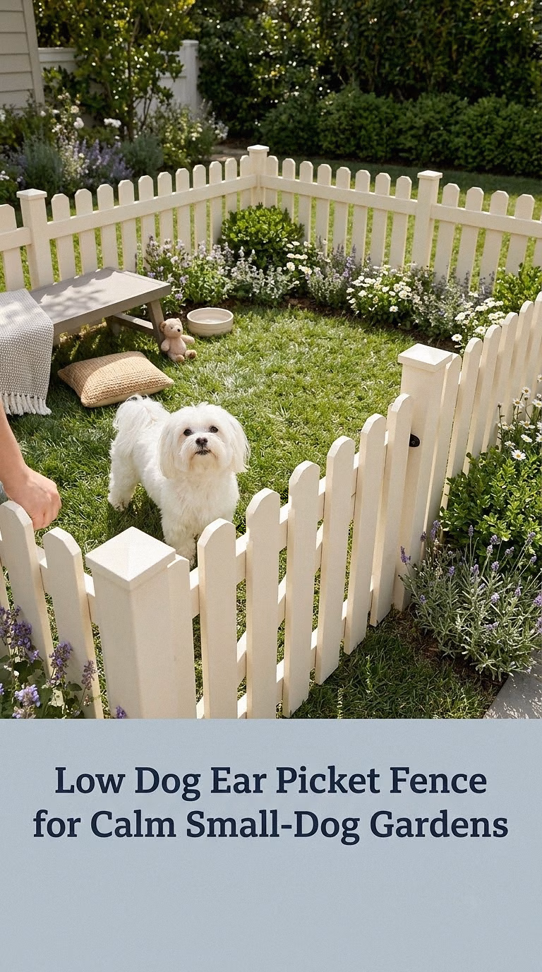 Low Dog Ear Picket Fence for Calm Small-Dog Gardens