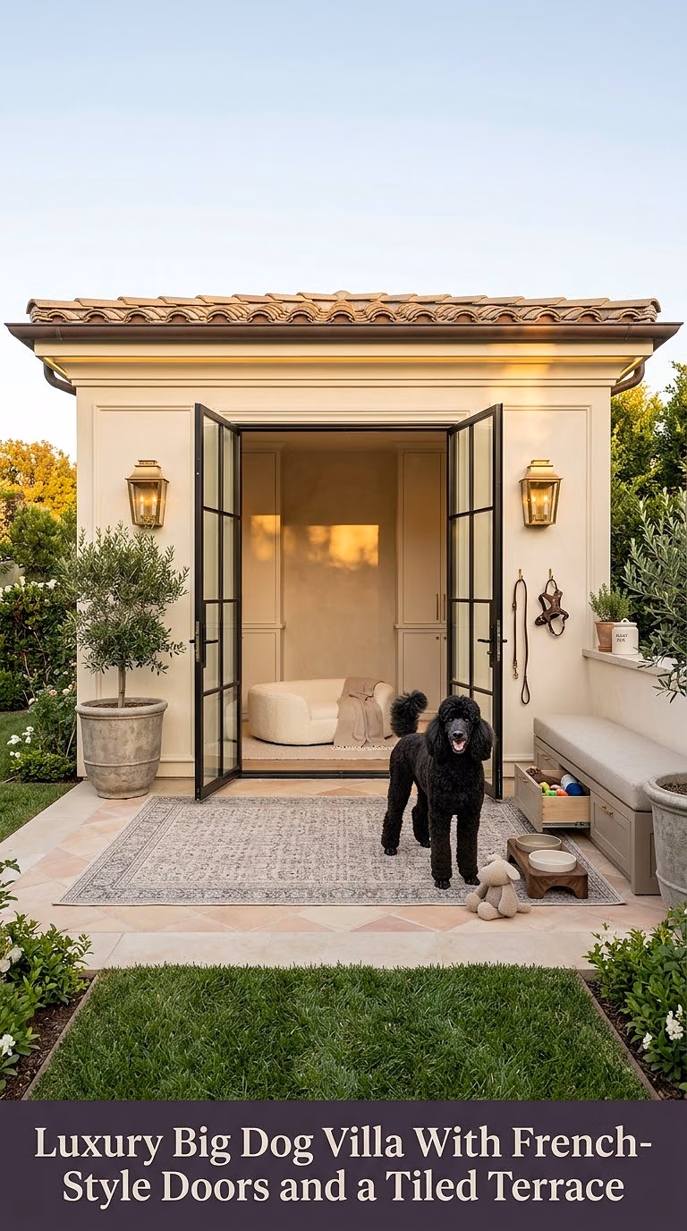13. Luxury Big Dog Villa With French-Style Doors and a Tiled Terrace