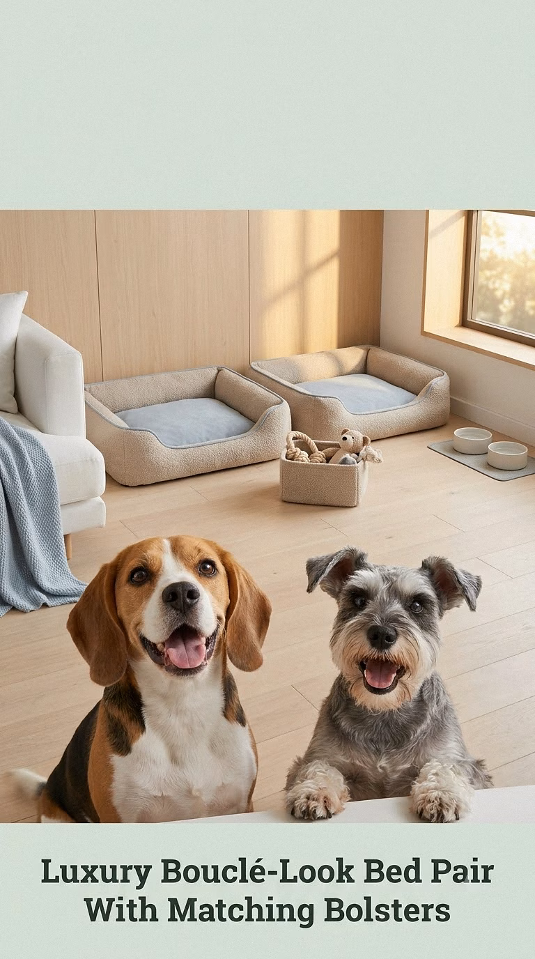 Luxury Bouclé-Look Bed Pair With Matching Bolsters