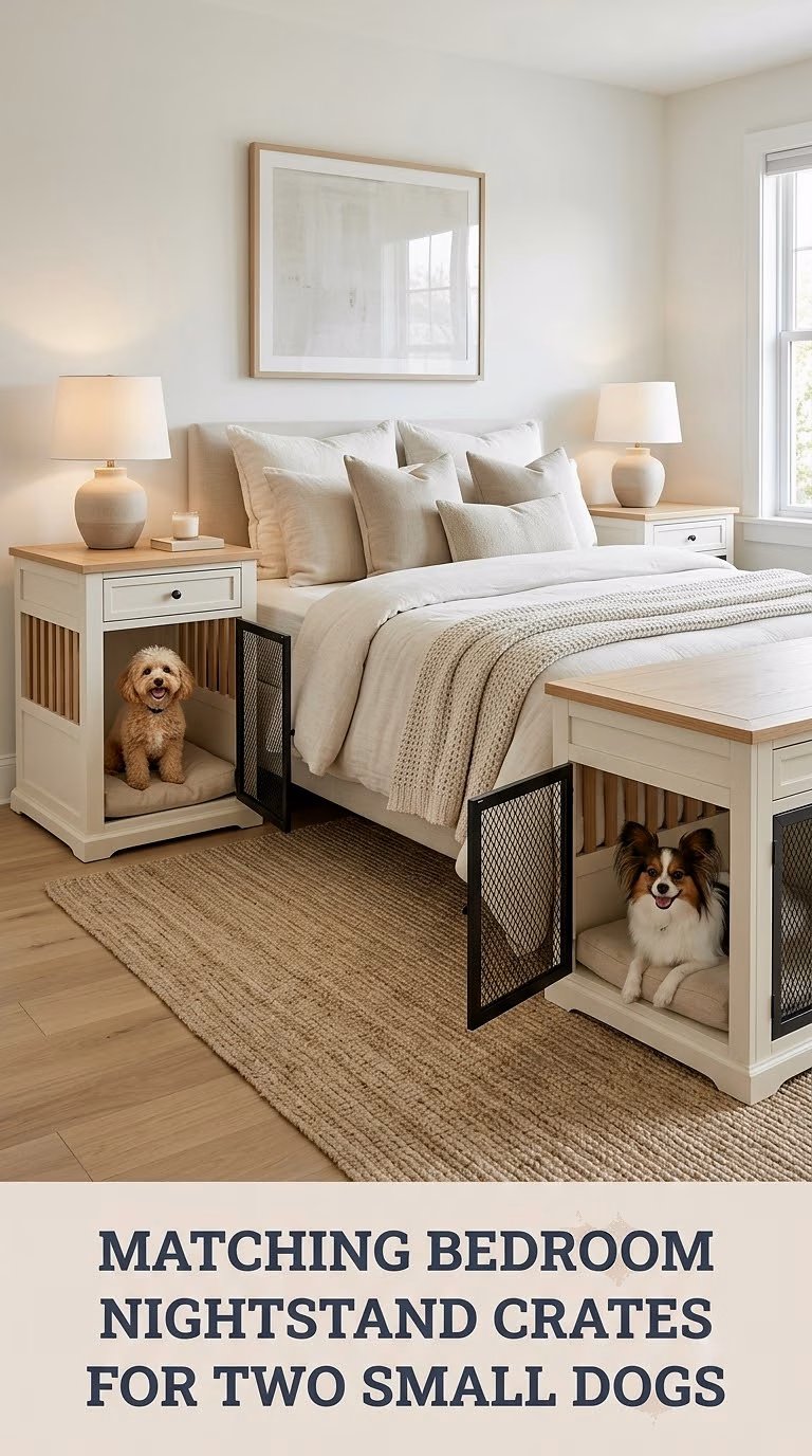 Matching Bedroom Nightstand Crates for Two Small Dogs