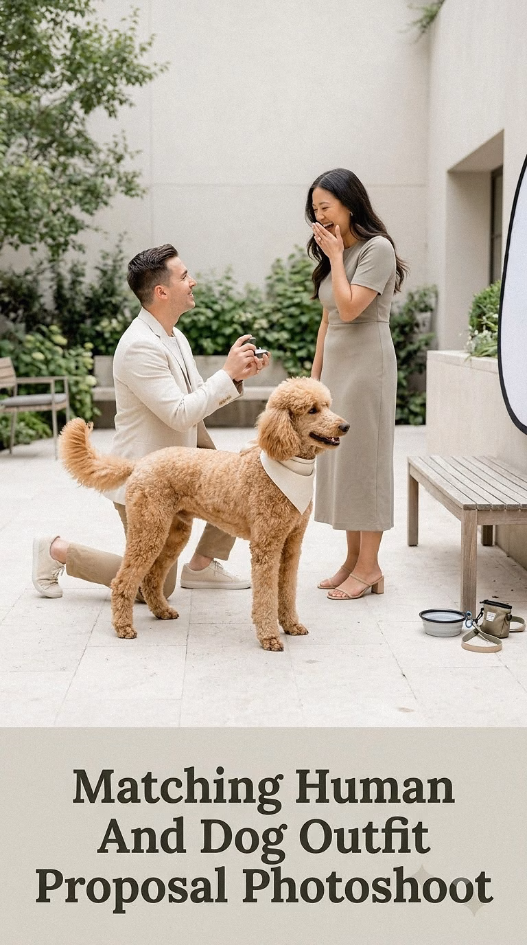 Matching Human And Dog Outfit Proposal Photoshoot