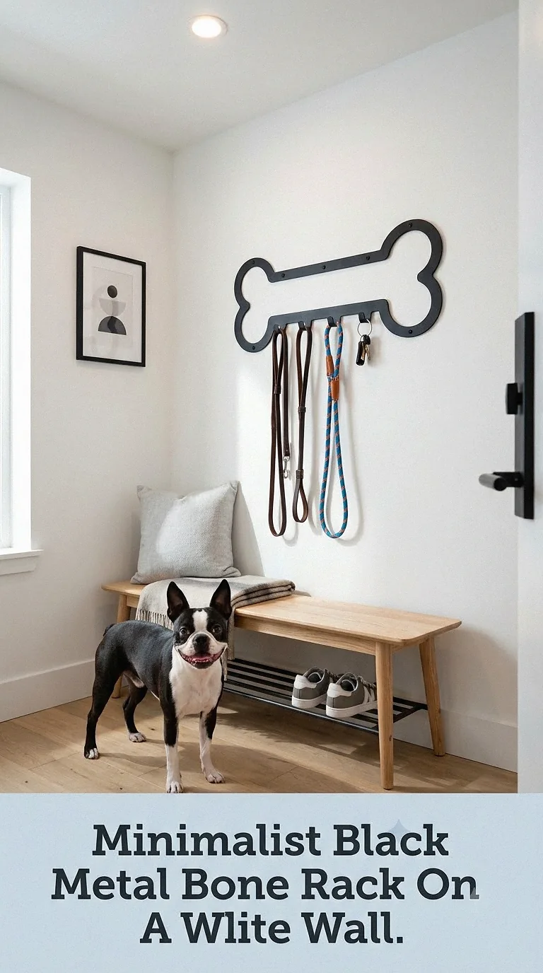 Minimalist Black Metal Bone Rack On A White Wall