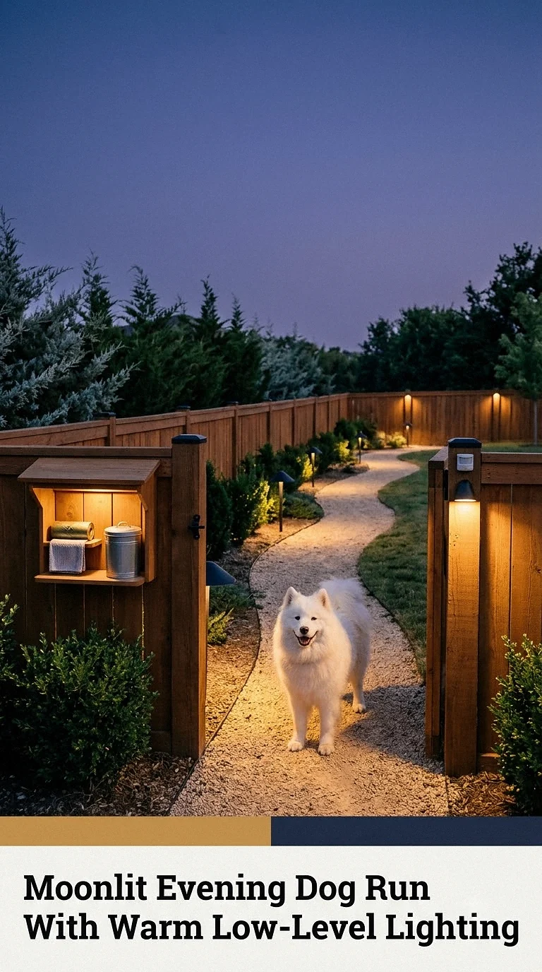 Moonlit Evening Dog Run With Warm Low-Level Lighting