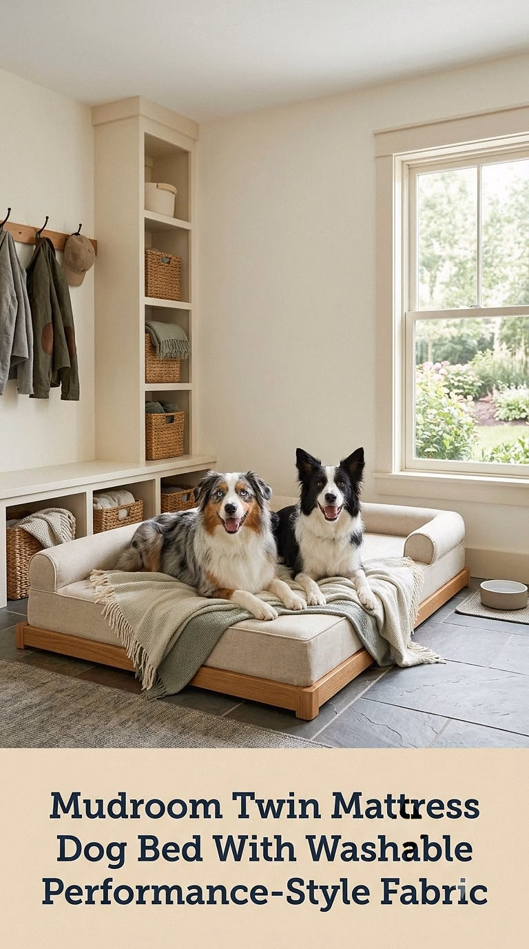 Mudroom Twin Mattress Dog Bed With Washable Performance-Style Fabric
