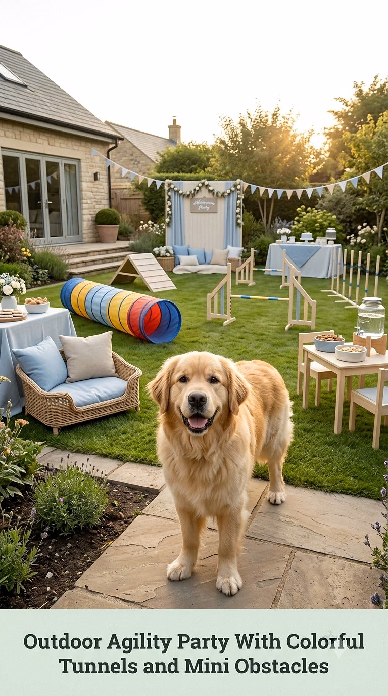 Outdoor Agility Party With Colorful Tunnels and Mini Obstacles