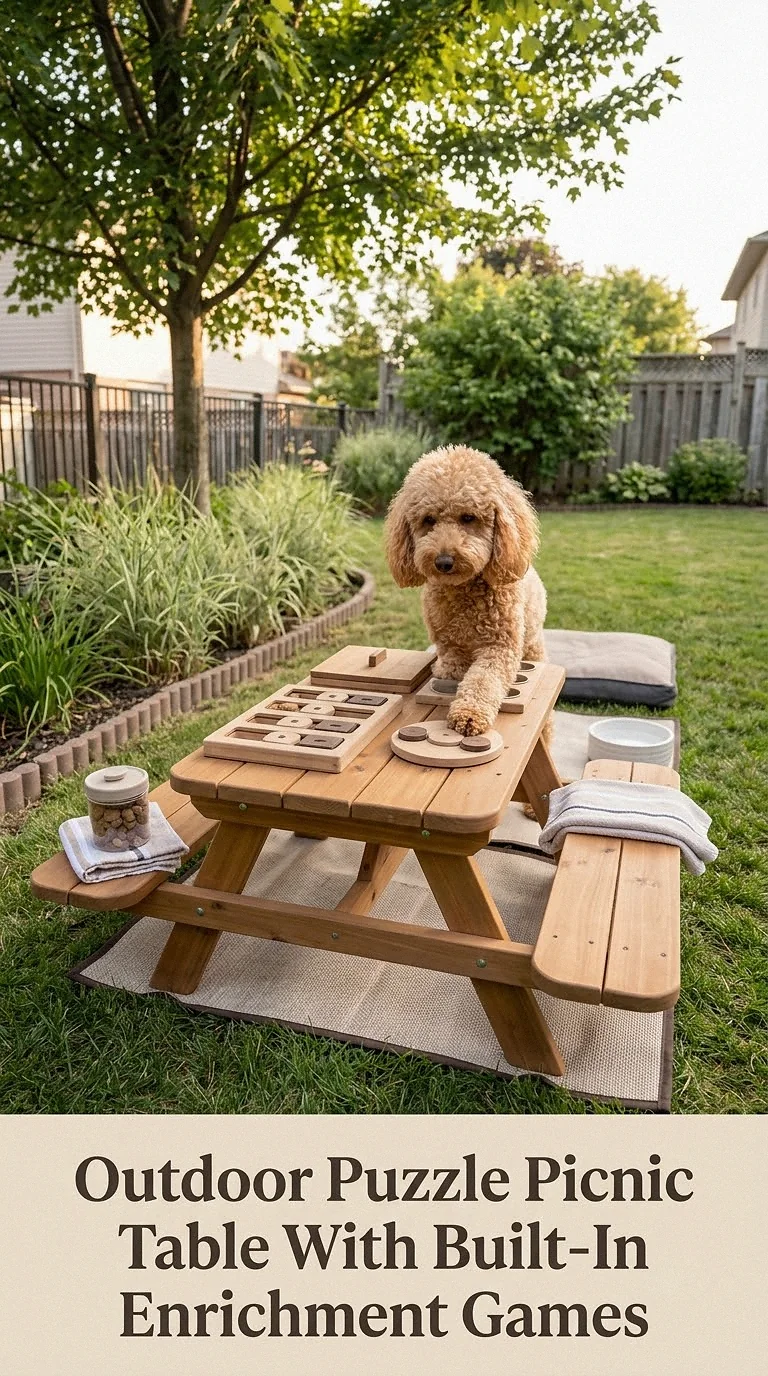 Outdoor Puzzle Picnic Table With Built-In Enrichment Games