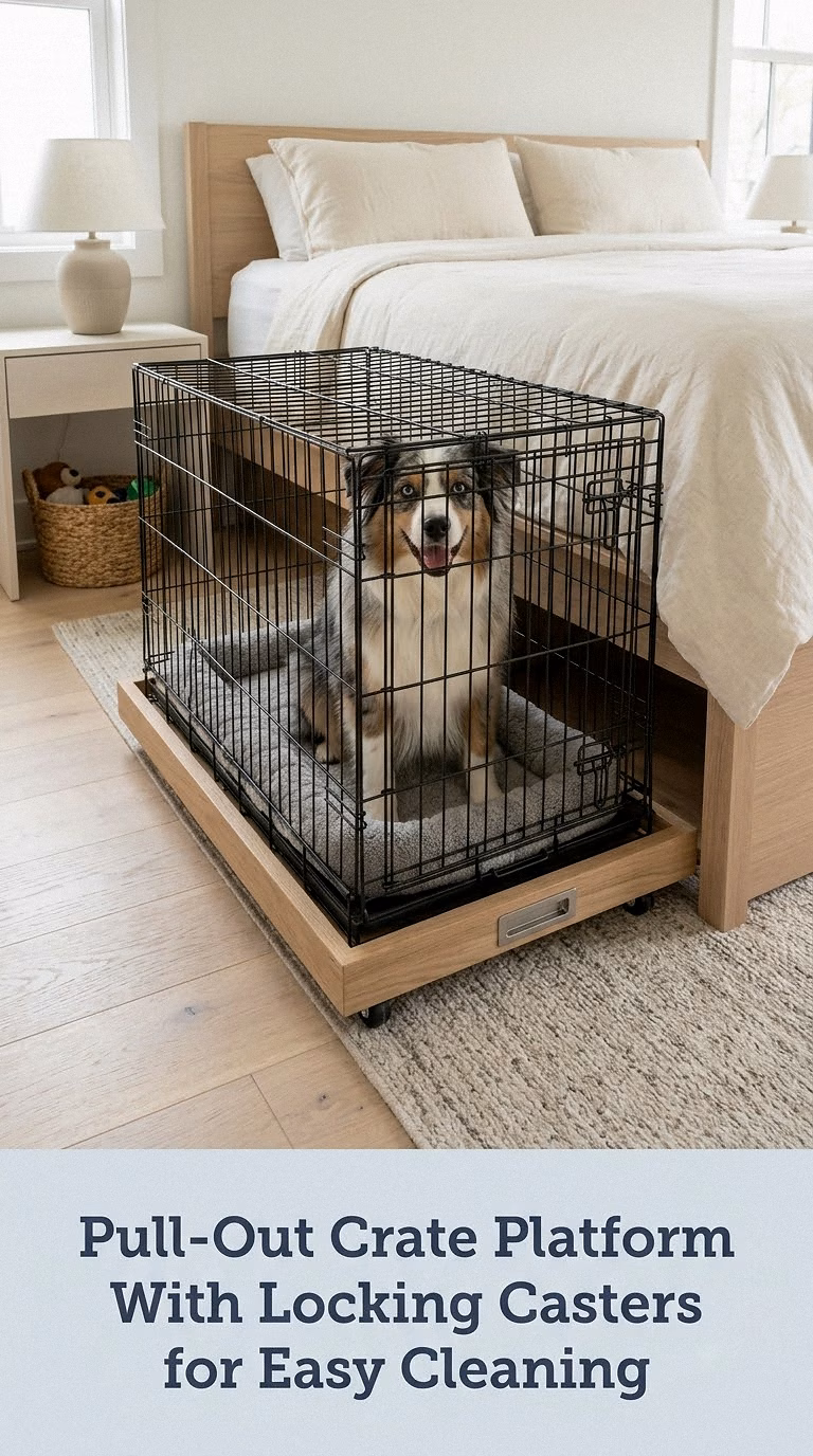 Pull-Out Crate Platform With Locking Casters for Easy Cleaning