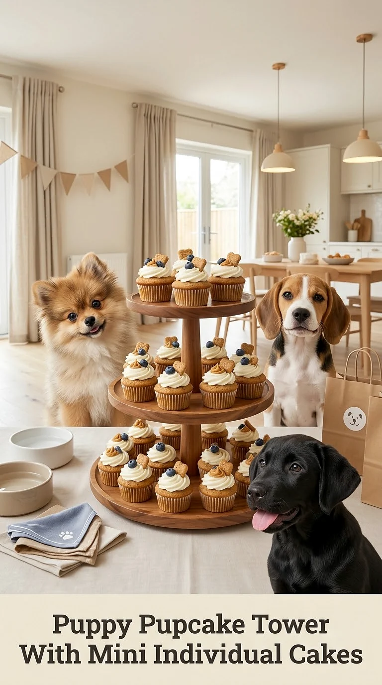 Puppy Pupcake Tower With Mini Individual Cakes