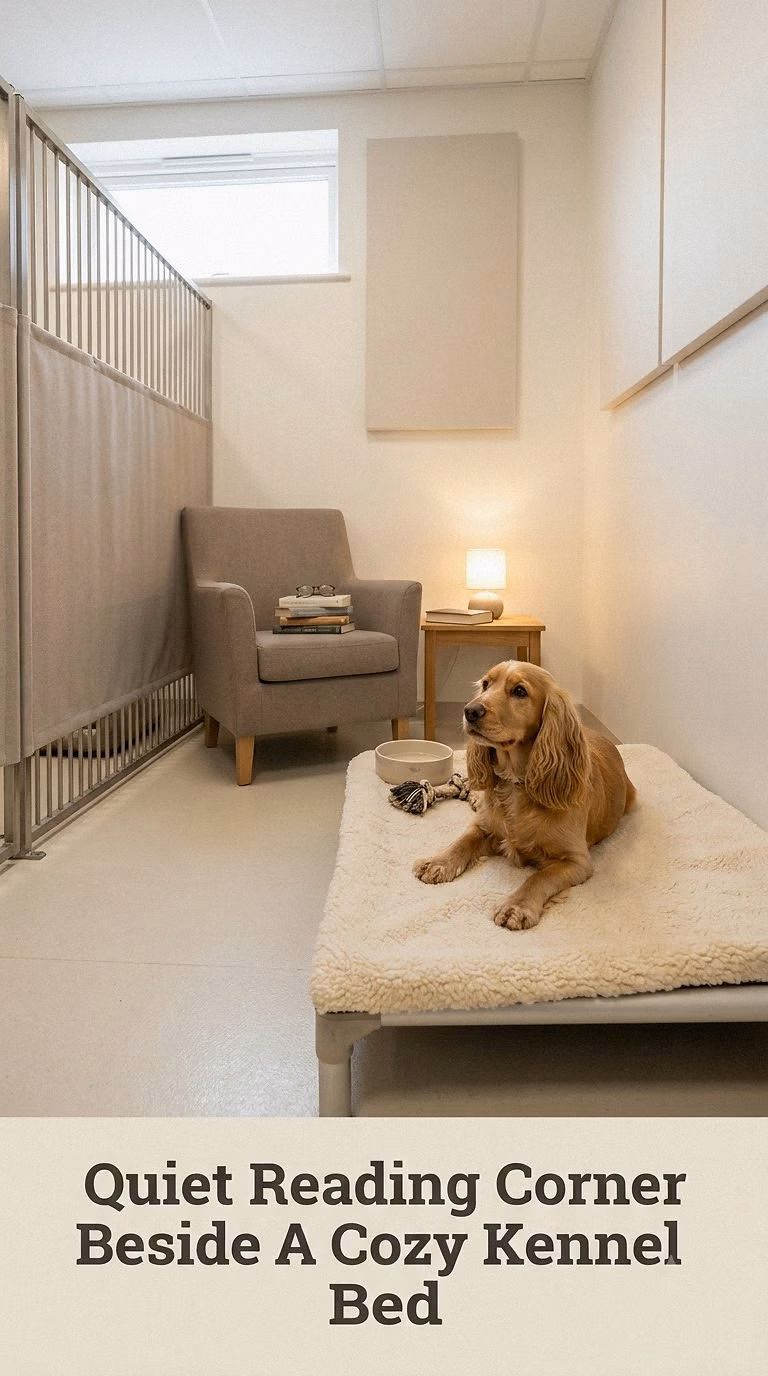 Quiet Reading Corner Beside A Cozy Kennel Bed