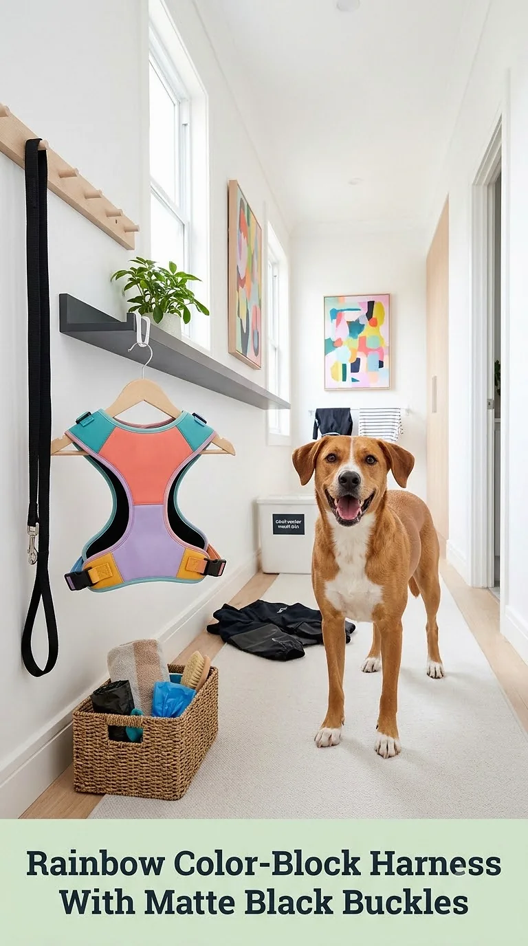 Rainbow Color-Block Harness With Matte Black Buckles
