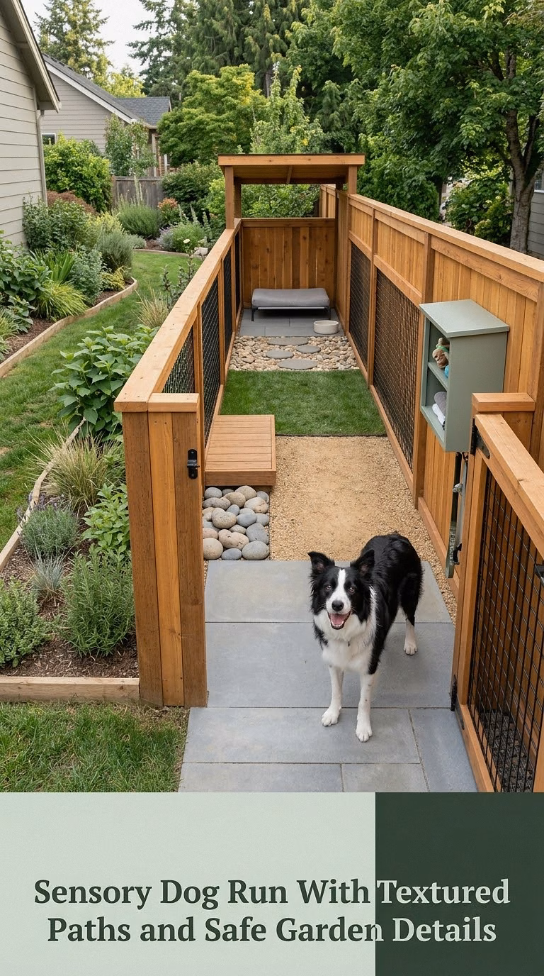 Sensory Dog Run With Textured Paths and Safe Garden Details