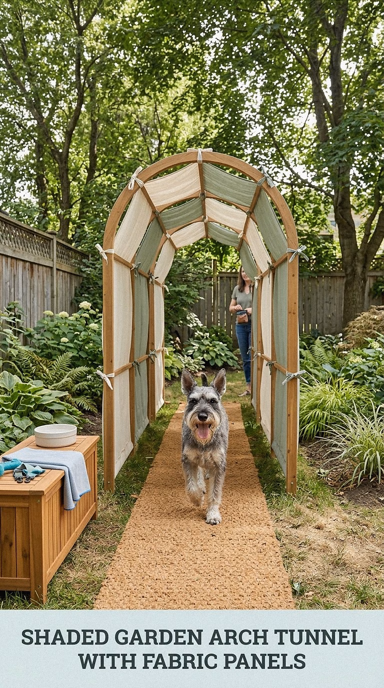 Shaded Garden Arch Tunnel With Fabric Panels