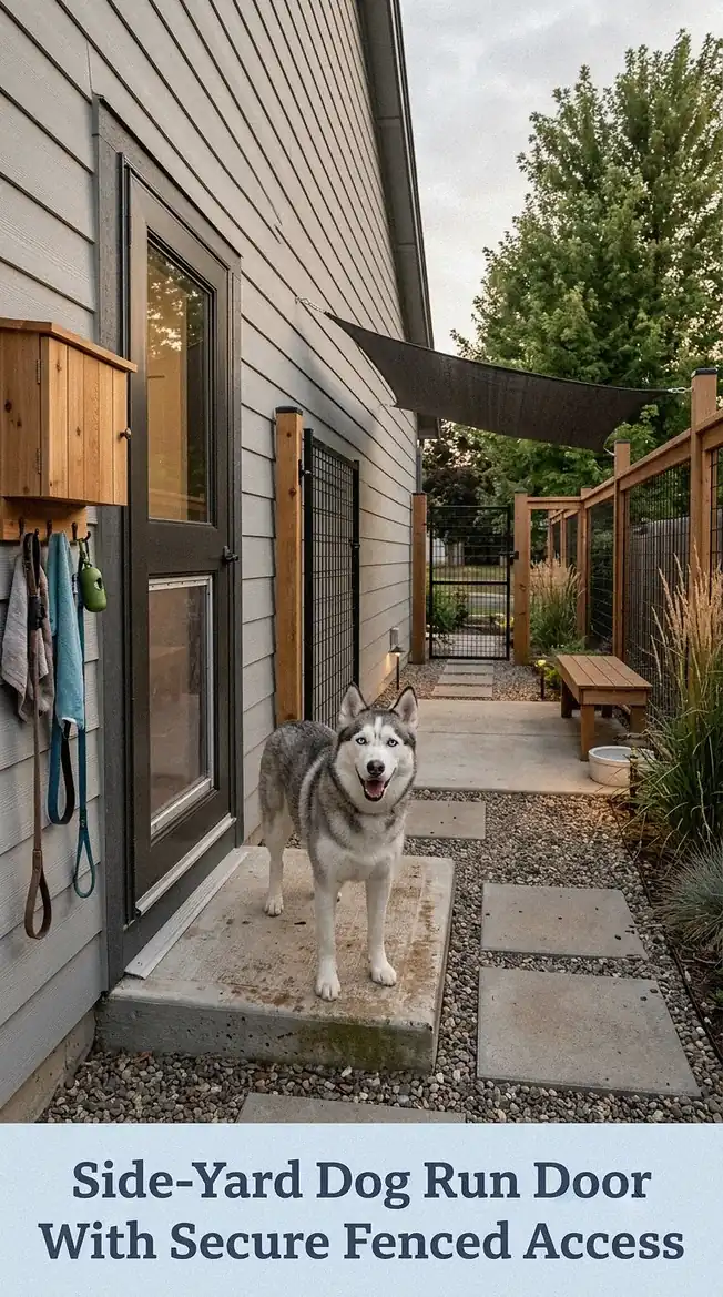 Side-Yard Dog Run Door With Secure Fenced Access