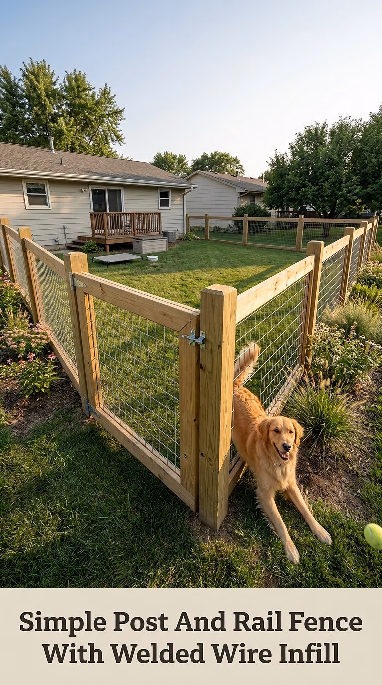 Simple Post And Rail Fence With Welded Wire Infill
