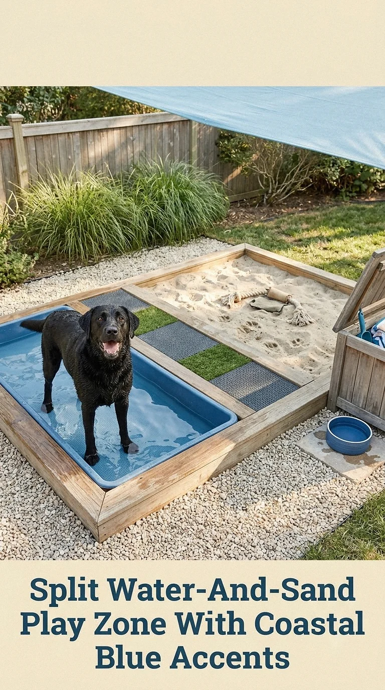 Split Water-And-Sand Play Zone With Coastal Blue Accents
