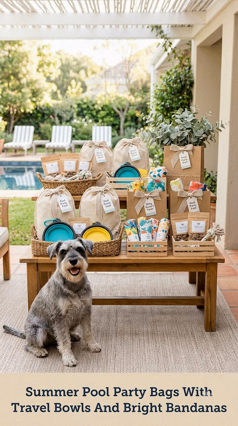 Summer Pool Party Bags With Travel Bowls And Bright Bandanas