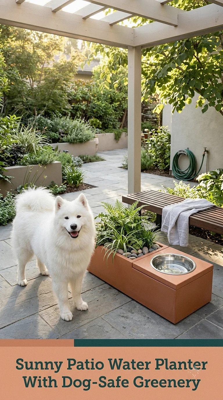 Sunny Patio Water Planter With Dog-Safe Greenery