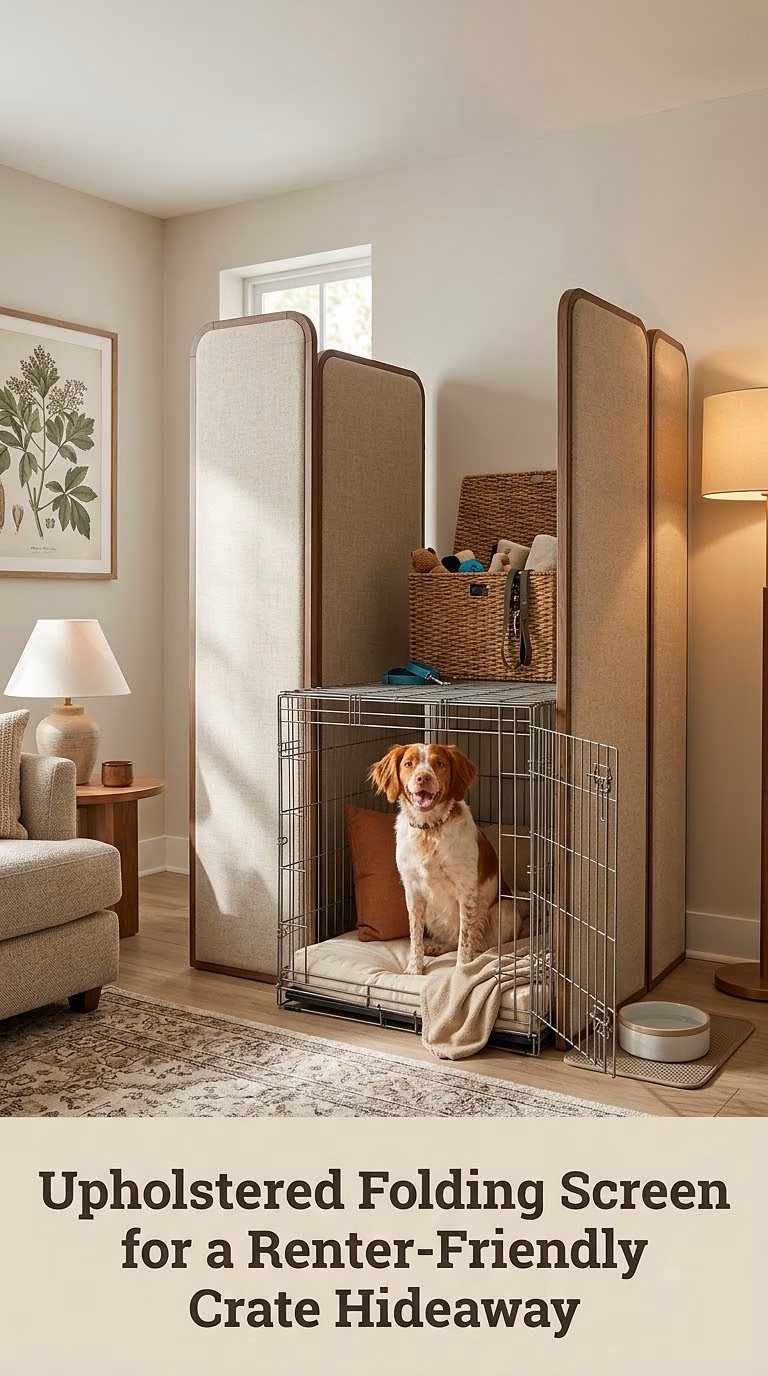 Upholstered Folding Screen for a Renter-Friendly Crate Hideaway