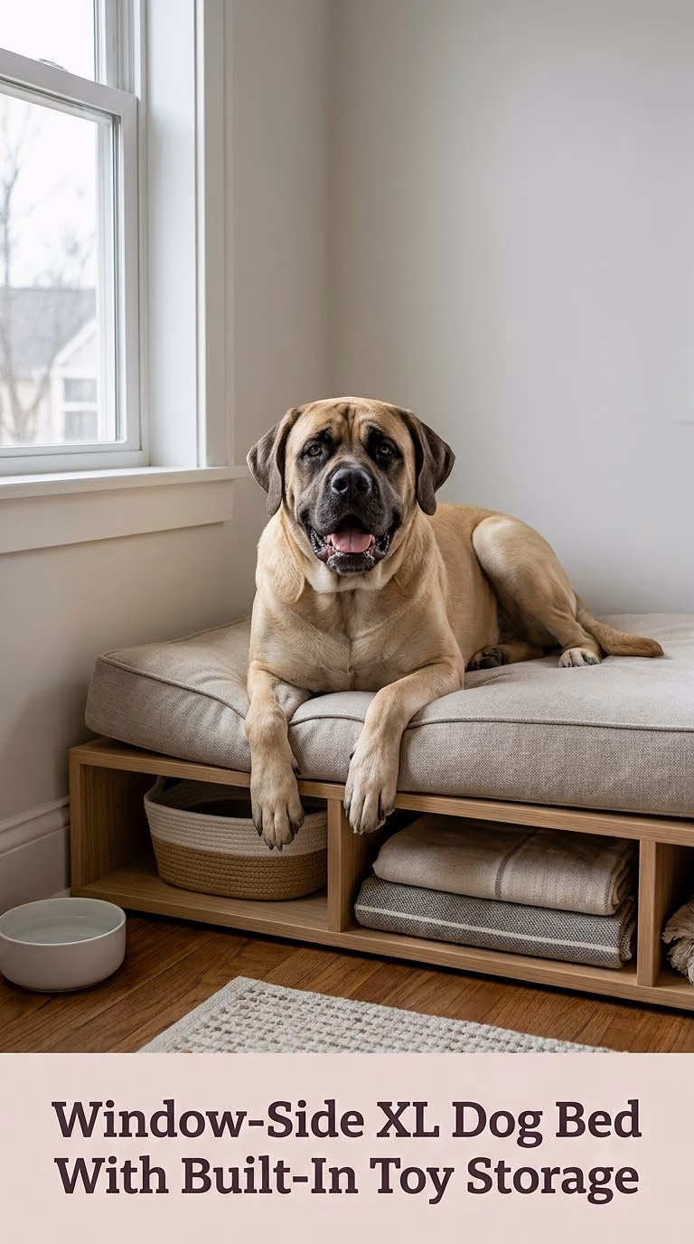 Window-Side XL Dog Bed With Built-In Toy Storage