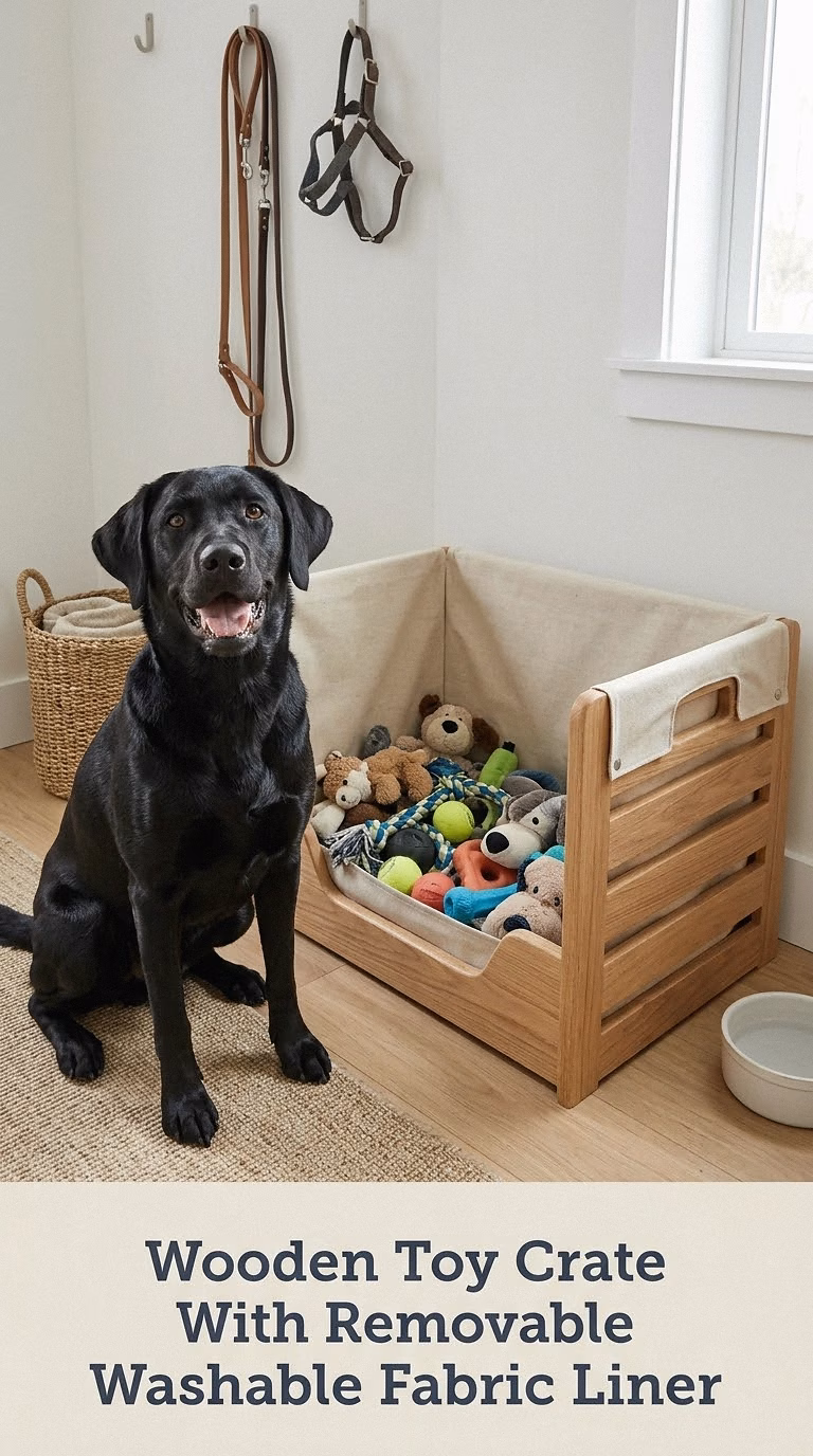 Wooden Toy Crate With Removable Washable Fabric Liner