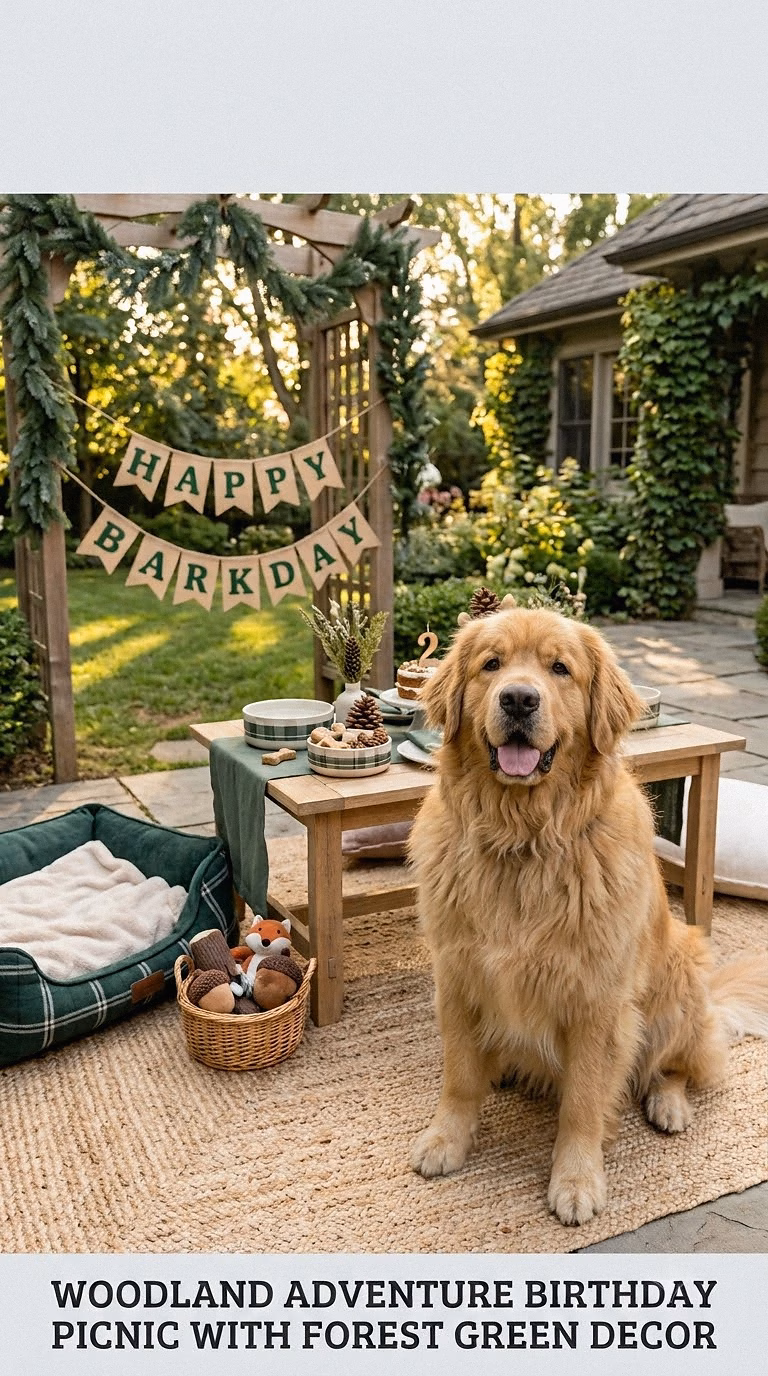 Woodland Adventure Birthday Picnic With Forest Green Decor