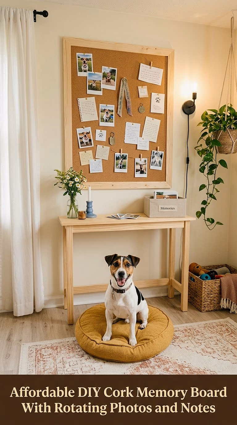 14. Affordable DIY Cork Memory Board With Rotating Photos and Notes