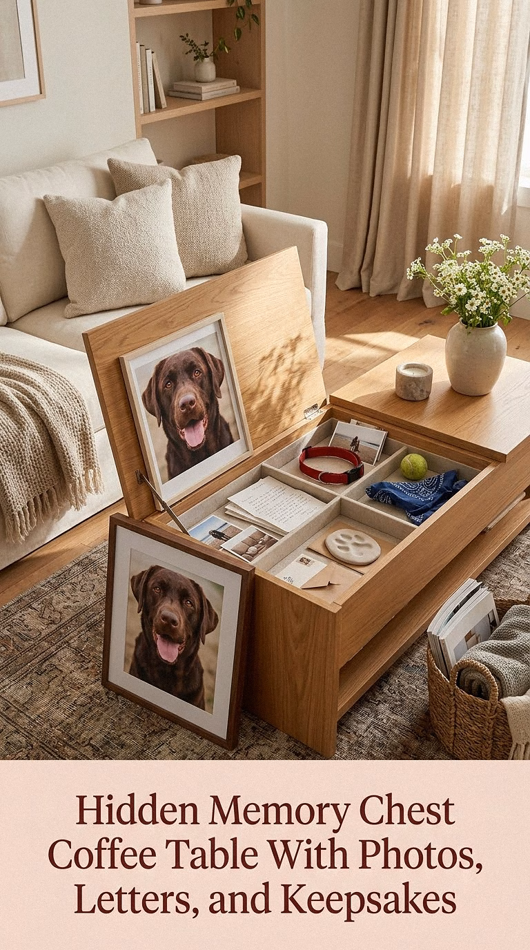 14. Hidden Memory Chest Coffee Table With Photos, Letters, and Keepsakes