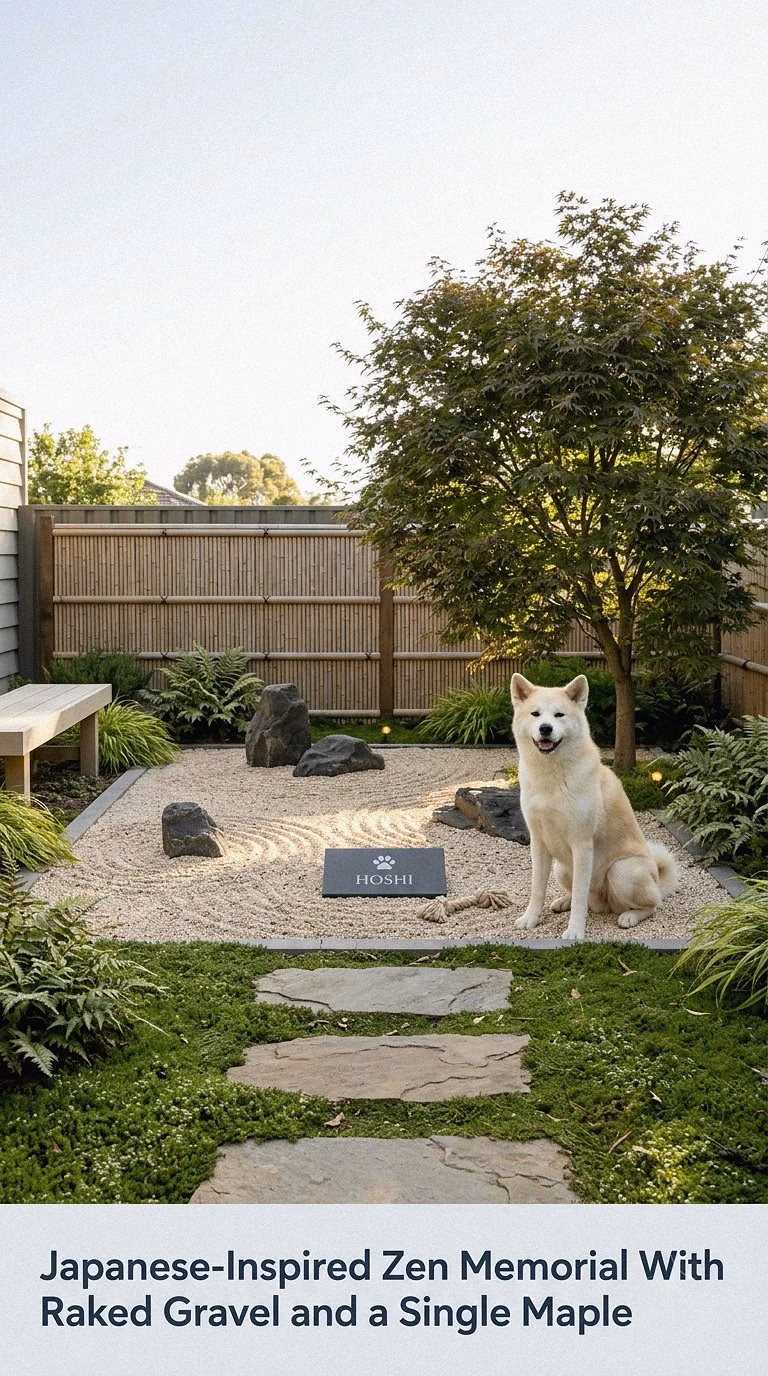 14. Japanese-Inspired Zen Memorial With Raked Gravel and a Single Maple