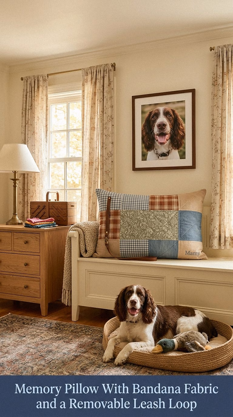 14. Memory Pillow With Bandana Fabric and a Removable Leash Loop