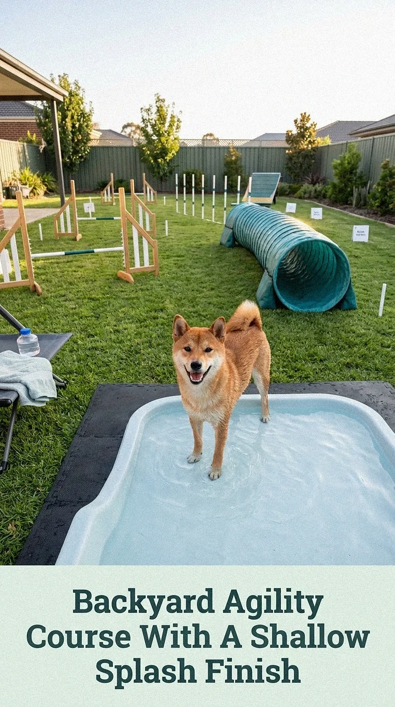 Backyard Agility Course With A Shallow Splash Finish