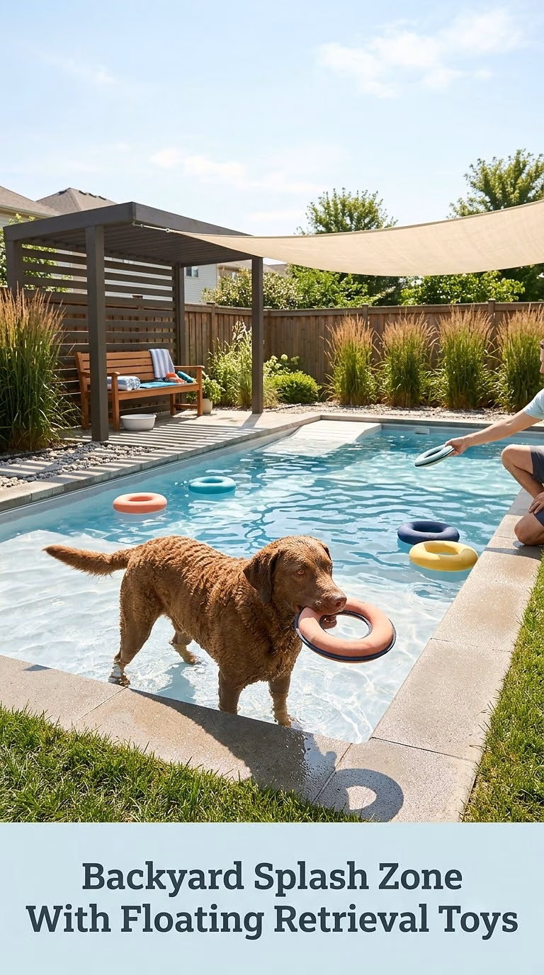 Backyard Splash Zone With Floating Retrieval Toys