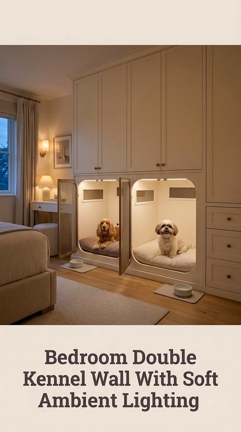 Bedroom Double Kennel Wall With Soft Ambient Lighting