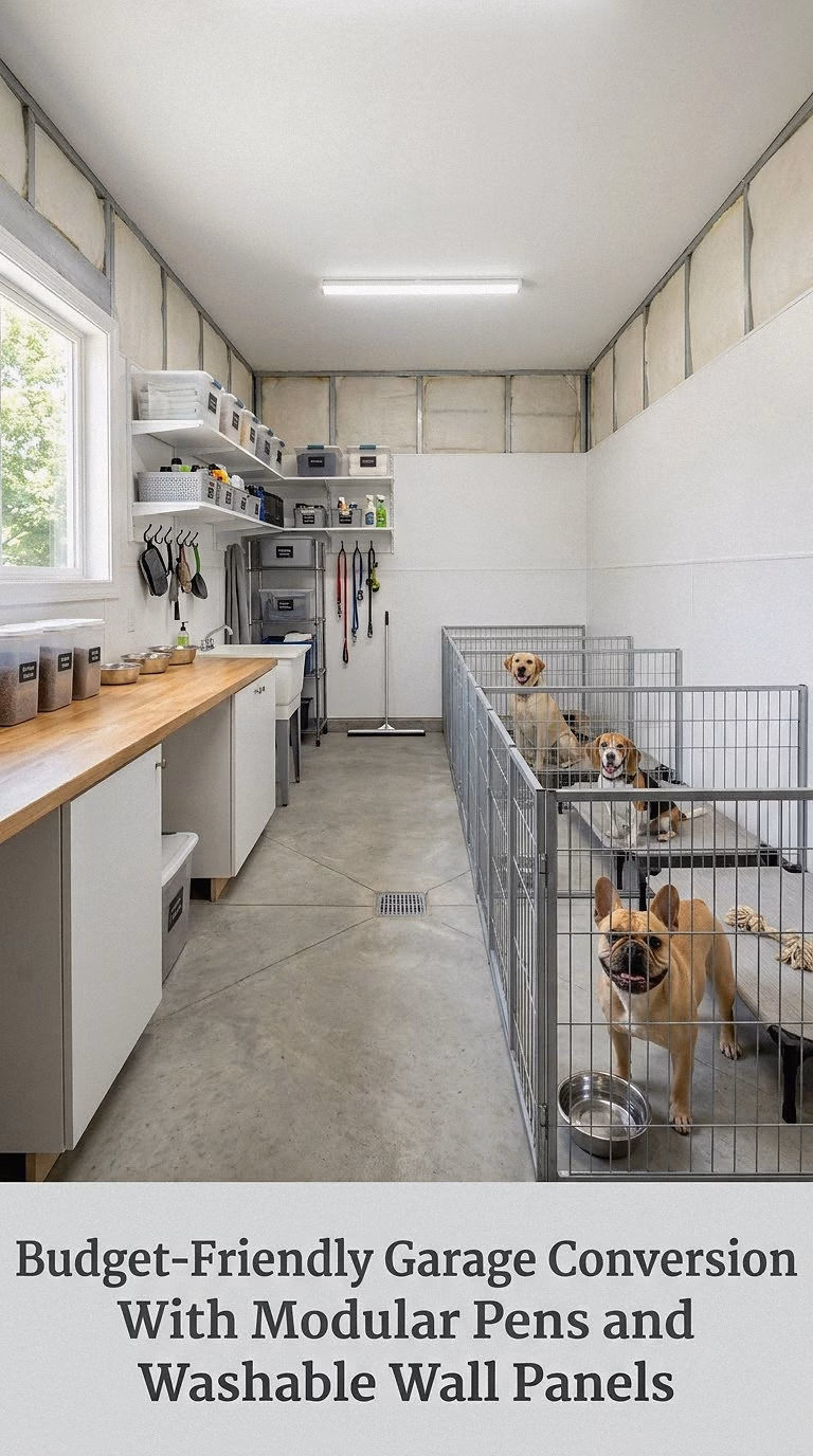 Budget-Friendly Garage Conversion With Modular Pens and Washable Wall Panels
