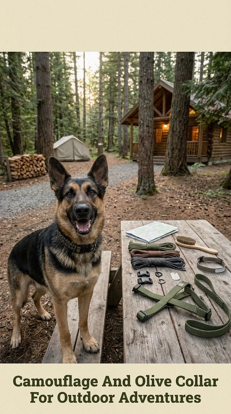 Camouflage And Olive Collar For Outdoor Adventures