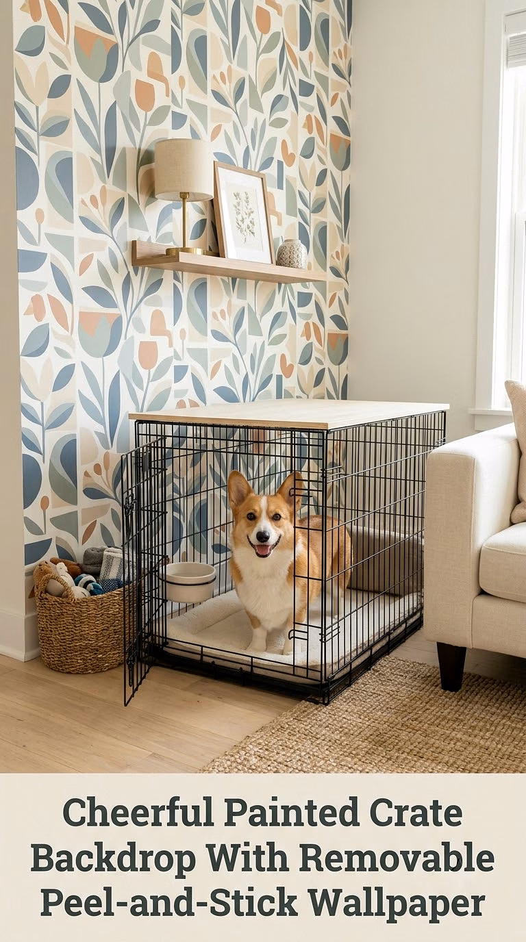 Cheerful Painted Crate Backdrop With Removable Peel-and-Stick Wallpaper