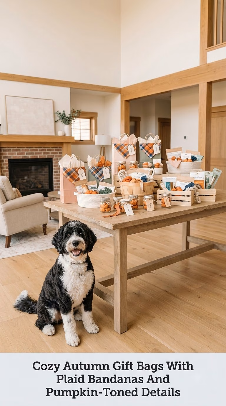 Cozy Autumn Gift Bags With Plaid Bandanas And Pumpkin-Toned Details