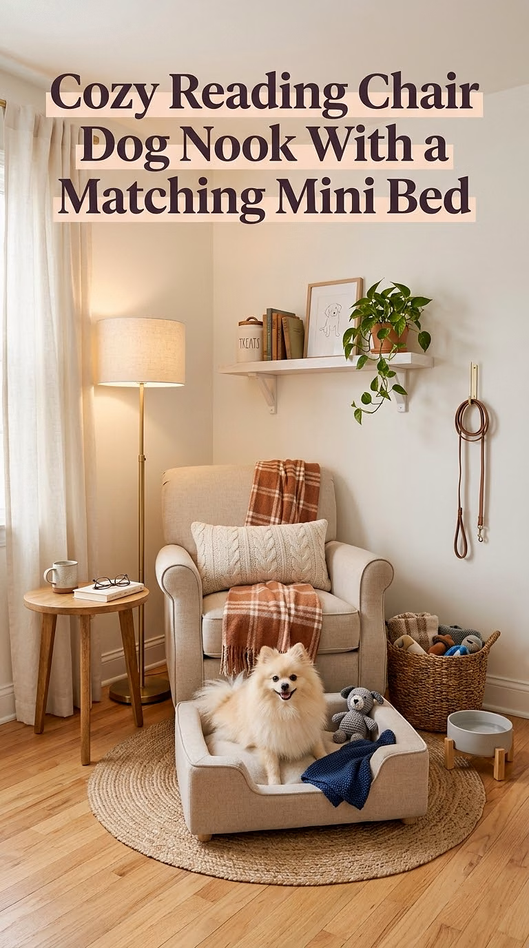 14. Cozy Reading Chair Dog Nook With a Matching Mini Bed