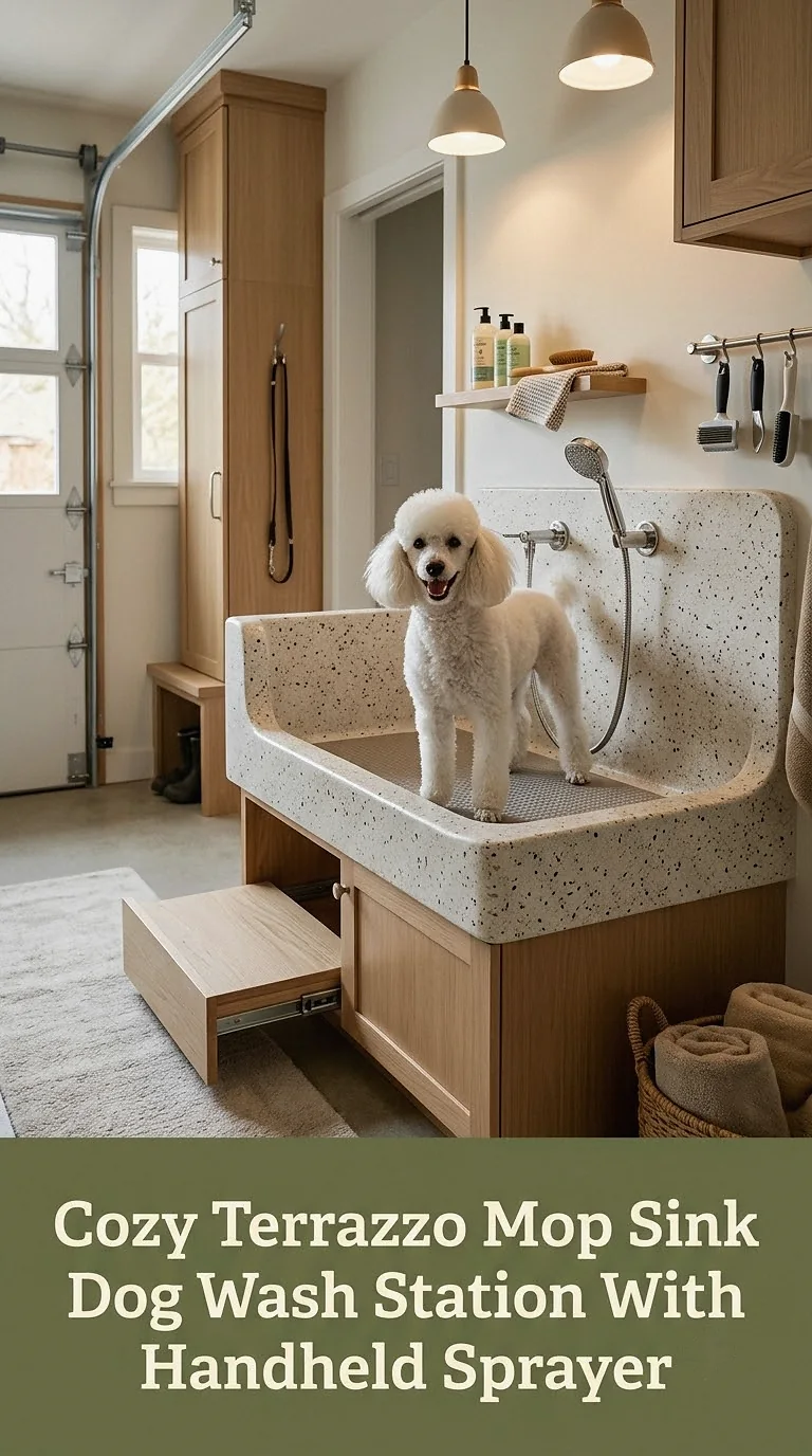 Cozy Terrazzo Mop Sink Dog Wash Station With Handheld Sprayer