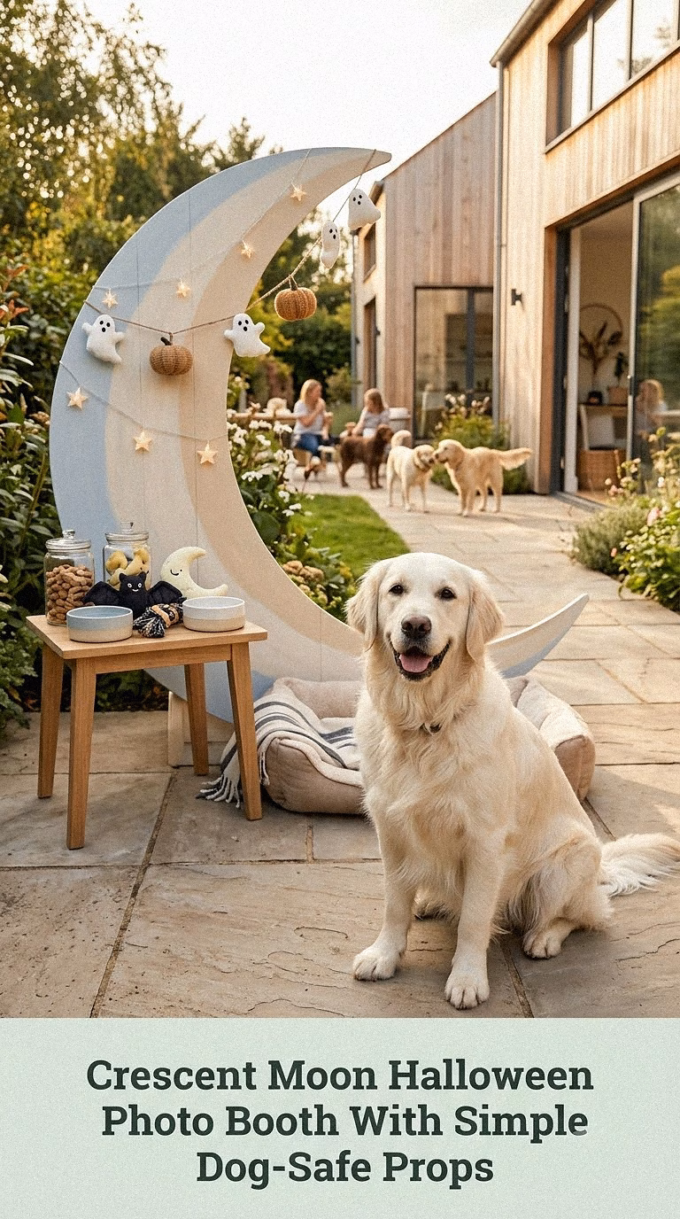 Crescent Moon Halloween Photo Booth With Simple Dog-Safe Props