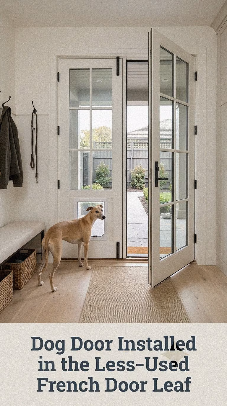 Dog Door Installed in the Less-Used French Door Leaf