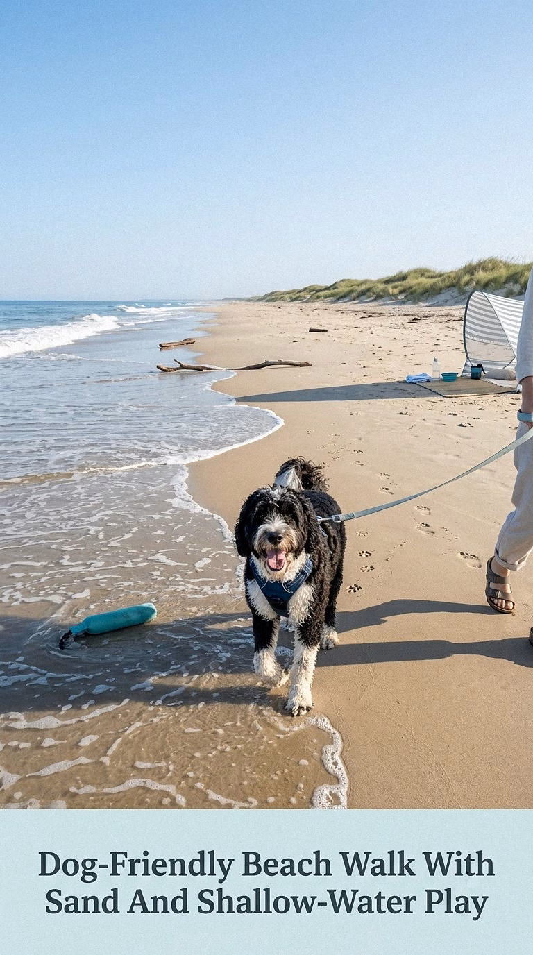 Dog-Friendly Beach Walk With Sand And Shallow-Water Play