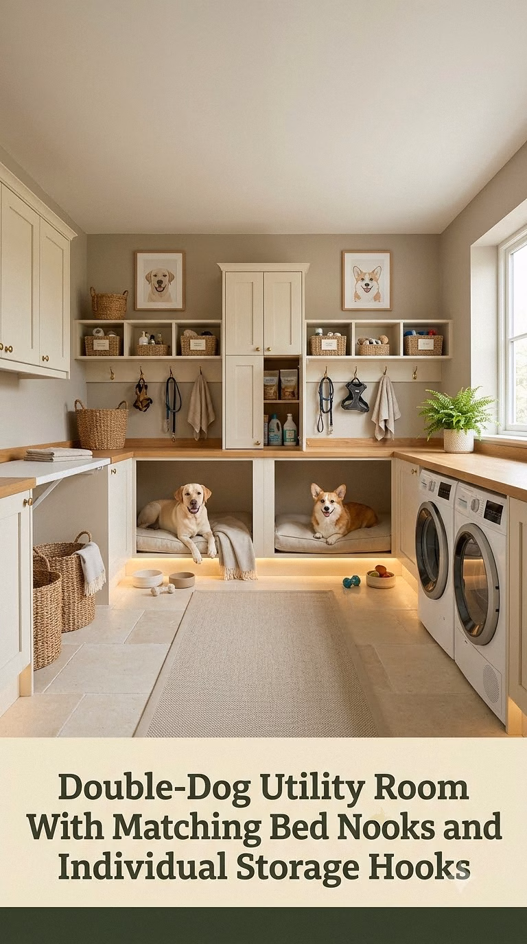 14. Double-Dog Utility Room With Matching Bed Nooks and Individual Storage Hooks