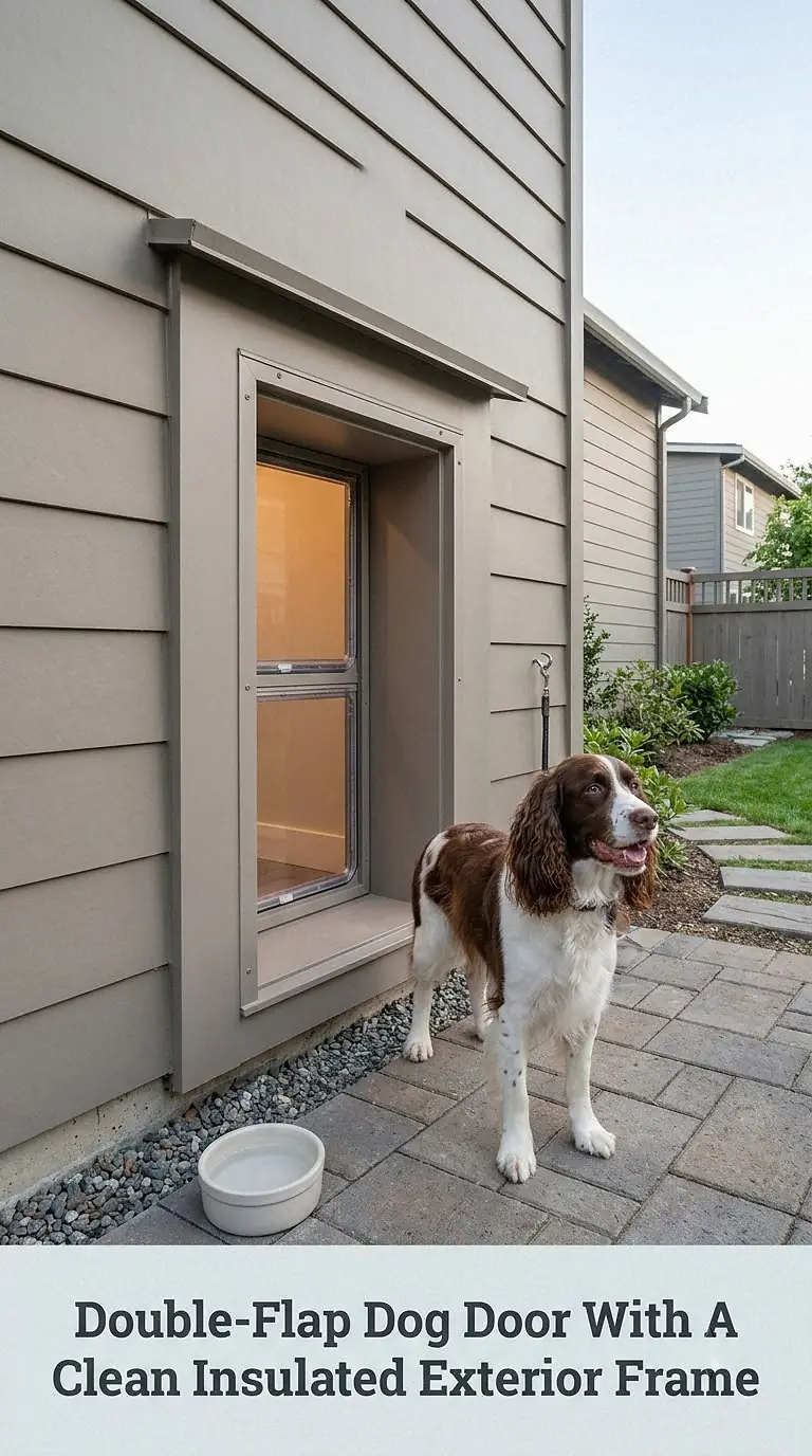 Double-Flap Dog Door With A Clean Insulated Exterior Frame