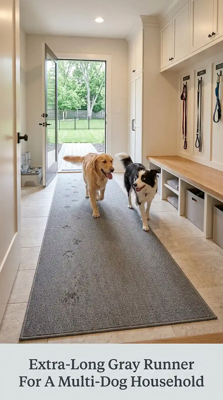 Extra-Long Gray Runner For A Multi-Dog Household