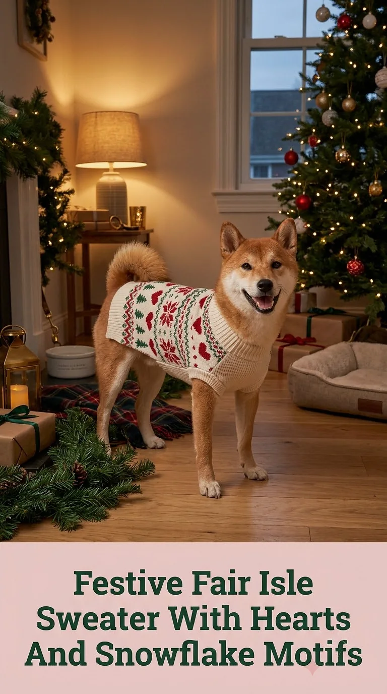 Festive Fair Isle Sweater With Hearts And Snowflake Motifs
