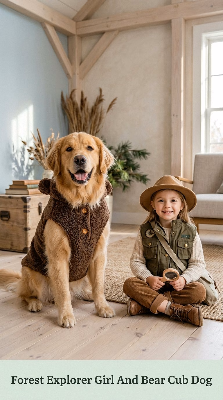 Forest Explorer Girl And Bear Cub Dog